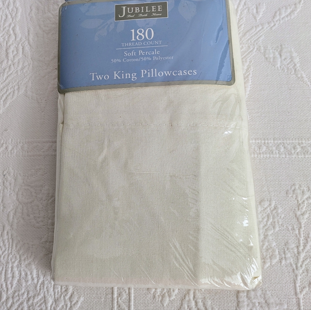 2 NEW JUBILEE King Size Beige 180 Percale PILLOW Cases
